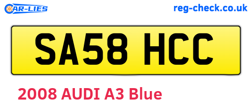 SA58HCC are the vehicle registration plates.