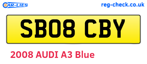 SB08CBY are the vehicle registration plates.