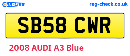 SB58CWR are the vehicle registration plates.