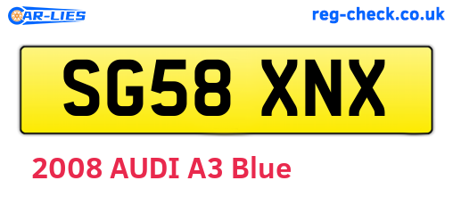 SG58XNX are the vehicle registration plates.