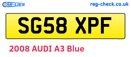 SG58XPF are the vehicle registration plates.