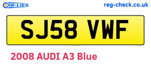 SJ58VWF are the vehicle registration plates.
