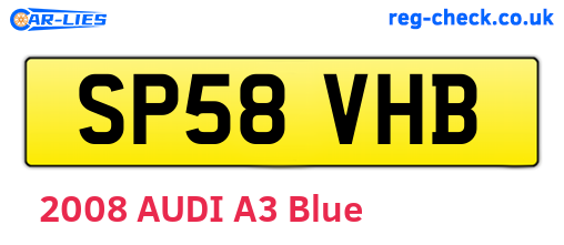 SP58VHB are the vehicle registration plates.