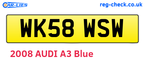 WK58WSW are the vehicle registration plates.