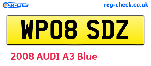 WP08SDZ are the vehicle registration plates.