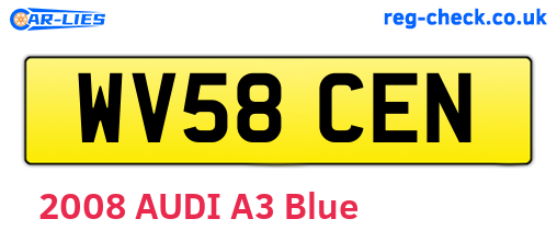 WV58CEN are the vehicle registration plates.
