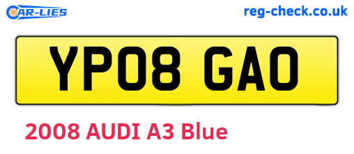 YP08GAO are the vehicle registration plates.