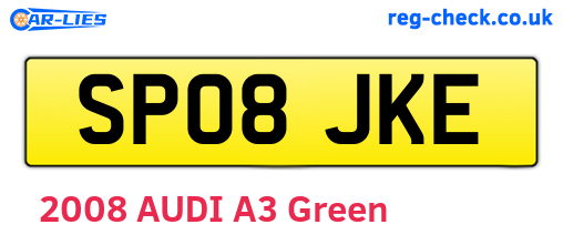 SP08JKE are the vehicle registration plates.