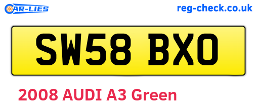 SW58BXO are the vehicle registration plates.