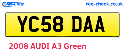 YC58DAA are the vehicle registration plates.