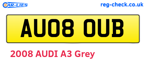 AU08OUB are the vehicle registration plates.
