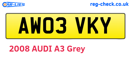 AW03VKY are the vehicle registration plates.