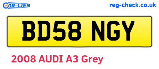 BD58NGY are the vehicle registration plates.