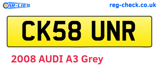 CK58UNR are the vehicle registration plates.