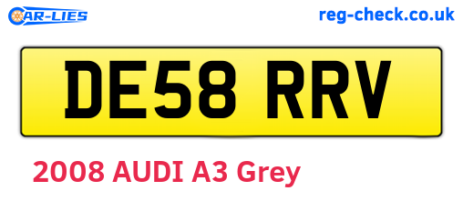 DE58RRV are the vehicle registration plates.