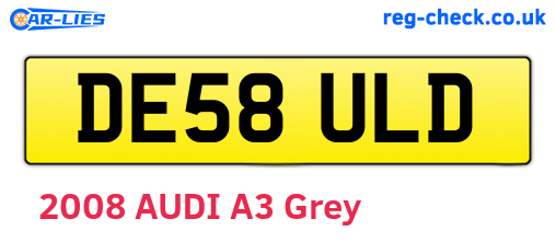 DE58ULD are the vehicle registration plates.