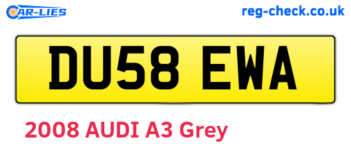 DU58EWA are the vehicle registration plates.