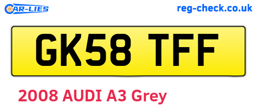 GK58TFF are the vehicle registration plates.