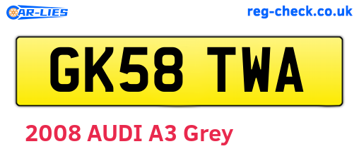 GK58TWA are the vehicle registration plates.