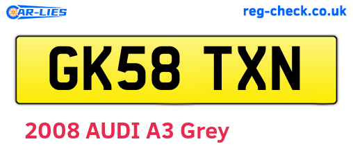 GK58TXN are the vehicle registration plates.