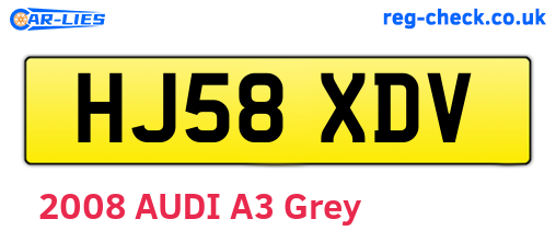 HJ58XDV are the vehicle registration plates.