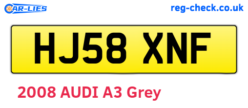 HJ58XNF are the vehicle registration plates.