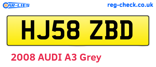 HJ58ZBD are the vehicle registration plates.
