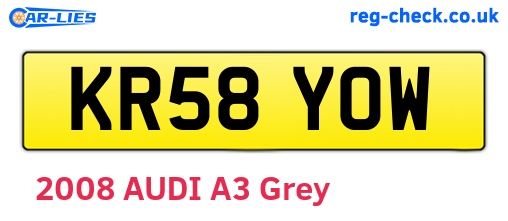 KR58YOW are the vehicle registration plates.