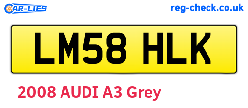 LM58HLK are the vehicle registration plates.