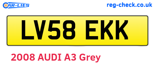 LV58EKK are the vehicle registration plates.