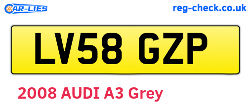 LV58GZP are the vehicle registration plates.