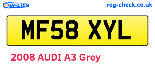 MF58XYL are the vehicle registration plates.