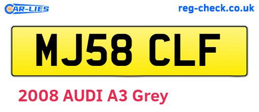 MJ58CLF are the vehicle registration plates.