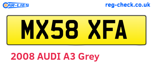 MX58XFA are the vehicle registration plates.
