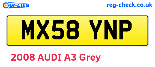 MX58YNP are the vehicle registration plates.