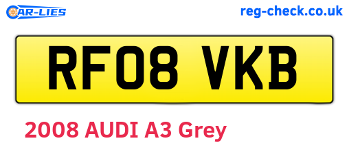 RF08VKB are the vehicle registration plates.