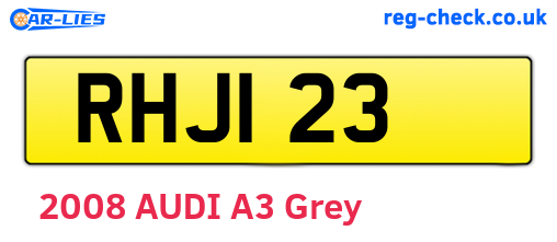 RHJ123 are the vehicle registration plates.