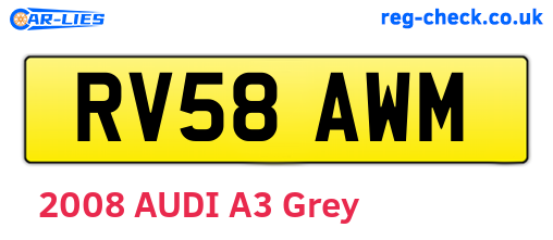 RV58AWM are the vehicle registration plates.