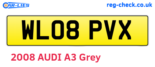 WL08PVX are the vehicle registration plates.