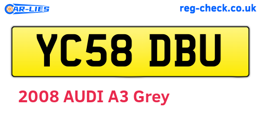 YC58DBU are the vehicle registration plates.