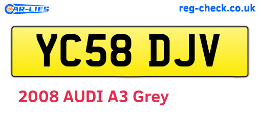 YC58DJV are the vehicle registration plates.