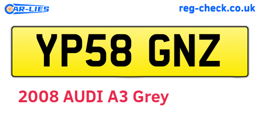 YP58GNZ are the vehicle registration plates.