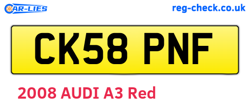 CK58PNF are the vehicle registration plates.