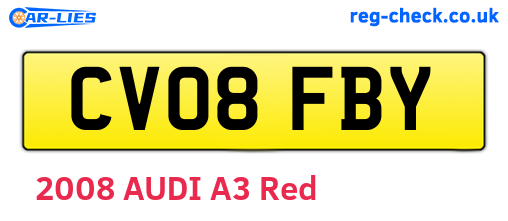 CV08FBY are the vehicle registration plates.