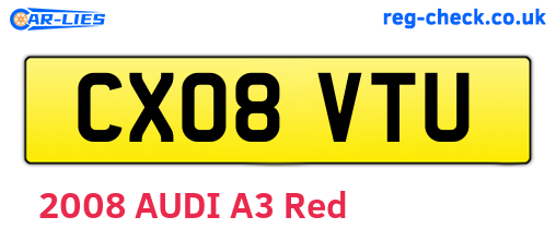 CX08VTU are the vehicle registration plates.