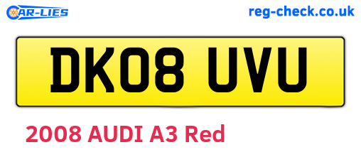 DK08UVU are the vehicle registration plates.