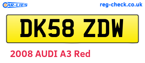 DK58ZDW are the vehicle registration plates.