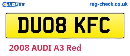 DU08KFC are the vehicle registration plates.