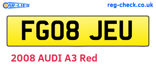 FG08JEU are the vehicle registration plates.