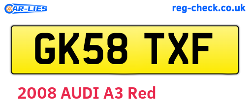 GK58TXF are the vehicle registration plates.